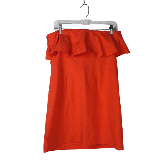 NWT Anthro Forever That Girl Red Strapless Linen Blend‎ Dress Sz S Party Dress - Picture 3 of 9